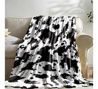 Sowide Cow Print Blanket, Soft Fleece Flannel Flower Blanket for Adult Couples, Cozy Warm Throw Lightweight Black White Fuzzy Plush Gifts Couch, Bed, Living Room, L(150x200cm)