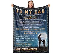 Sowide Gifts Dad from Daughter to My Dad Blanket Best Gift Fathers Day Birthday Bday Present Idea Father Healing Thoughts Throw Blanket 50''x60'', Blue-02