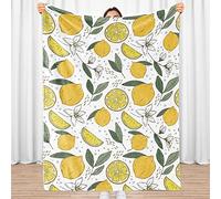 Sowide Lemon Blanket, Yellow Throw Blanket for Fruit Lovers, Soft Lightweight Flowers Flannel Cozy Fleece Blankets Gifts Kids, Boys, Girls, Women, Couch, Bed, Living Room, 130x152cm