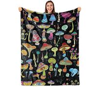 Sowide Mushroom Fleece Blanket Lightweight Funny Jellyfish Shape Mushrooms Throw Blanket for Couch Sofa Bed Mushroom Decor Birthday Gifts Blankets for Adult Baby Kids Pet Blanket All Season 50"x60"