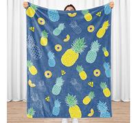 Sowide Pineapple Blanket, Blue and Yellow Throw Blanket for Tropical Fruit Lovers, Soft Flannel Blanket, Cozy Fleece Blankets Bedding Gifts , , Couch, Bed, Living Room, 50''x60'', 130x152cm