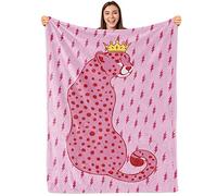 Sowide Pink Preppy Leopard Blanket Gift for Girls Preppy Room Blanket Super Soft Plush Flannel Throw Blanket for Couch Bed Sofa 40/inchesx50/inches