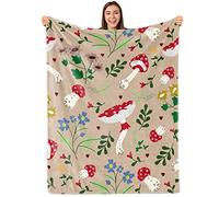 Sowide Red Mushroom Soft Decor Fleece Blanket Lightweight All Season Plant Mushrooms Throw Blanket Couch Sofa Bed Mushroom Decor Birthday Gifts Blankets Adult Baby Pet Blanket All Season 40''x50''
