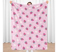 Sowide Strawberry Blanket, Pink Checkered Blanket Throw Gifts for Baby Girl, Soft Lightweight Strawberry Flower Flannel Blanket, Cute Fuzzy Blanket Stuff for Baby Kids, Sofa, Bed, Living Room, 40"x50"