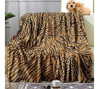 Sowide Tiger Leopard Print Blanket, Brown Tiger Blanket Throws, Soft Fleece Flannel Animal Print Blanket, Cozy Warm Fuzzy Plush Gifts Mother Adults, Home Bed Couch Nap, 50''x60'', M(130x152cm)