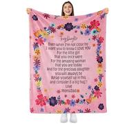 Sowide To My Daughter Blanket, Floral Throw Blanket Gift From Mom&Dad, Soft Lightweight Pink Flannel Blanket with Message of Love, Warm Boho Blanket Birthday for Sofa Nap Bed, 50"x60"