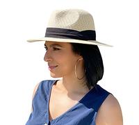 Sowift Womens Wide Brim Straw Hat Roll up Panama Fedoras Beach Sun Hat UPF50+ Summer UV Protection Jazz Hat for Women Girls - beige - One Size