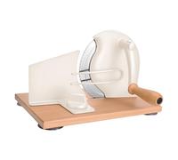 SOWKIPE Manual Bread Slicer with Hand Crank, Classic Home Bread Slicer for Homemade Sourdough, Rotary Slicer with Adjustable Thickness, Premium Stainless Steel & Powerful Suction Cups (White)