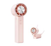 Sowmow Hand Held Fan - 4 Speeds Adjustable 4800mAh,Foldable,Lightweight Neck-Worn Design,Beach Vacation Essentials,Portable Fan for Travel,Cooling for Camping Outdoor and Indoor - Pink