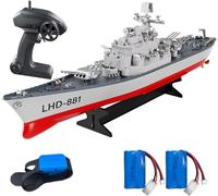 SOWOFA Remote Control Ship Remote Control Battleship Destroyer Add Watch Controller Retro Main Battle Military Model Ship Multi functional 4-channel Lake Pond Remote Control Ship Model (2 Batteries)