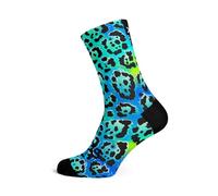 Sox Footwear Electric Leopard Blue Crew Socks (Large)