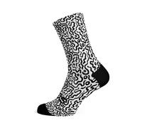 Sox Premium Cycling Bike Socks Patterned Seamless 5" Crew Style - Scribble - M