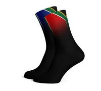 Sox Premium Cycling Bike Socks Patterned Seamless 5" Crew Style - South Africa Flag - M