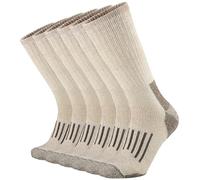 SOX TOWN Men's Merino Wool Cushion Crew Socks Moisture Wicking Control for Outdoor Hiking Work Boot Thermal Warm All Seasons, Brown 3 Pairs, 9-13 UK