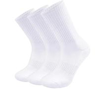 SOX TOWN Unisex Cushioned Crew Training Athletic Socks Men & Women with Combed Cotton Moisture Wicking Breathable Performance, White(3 Pairs), 7.5-10.5 UK