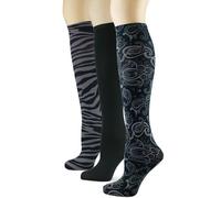 Sox Trot Women's 3 Pairs Knee High Trouser Socks, Classy and Colorful Printed Patterns, Silky Smooth Material, 3 Lace & Tiger, One Size