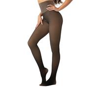 Soxbang Women Fleece Lined Tights,Fake Translucent Warm Pantyhose Thermal Opaque Tights High Waist Leggings, Black-fake Translucent Pantyhose(medium), M