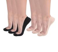 Soxbang Womens TRULY No Show Grip Non Slip Socks for Flats Heels Cotton Ultra Low Cut Liner Socks(6-Black+Nude,8-9.5)