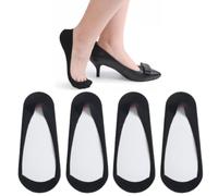 Soxbang Womens TRULY No Show Socks for Flats Heels Non Slip Cotton Ultra Low Cut Liner Socks(4-Black,8-9.5)