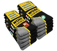 SOXCO 10 Pairs Men’s Work Socks, Black Crew Length | DRI-WIK Moisture Management Technology | Super Soft Cushioned Footbed | Reinforced Heel & Toe | Dura-Stretch Elastane | Pack of 10 Pairs, 9-11