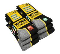 SOXCO 6 Pairs Men’s Work Socks, Black Crew Length | DRI-WIK Moisture Management Technology | Super Soft Cushioned Footbed | Reinforced Heel & Toe | Dura-Stretch Elastane | Pack of 6 Pairs, 9-11