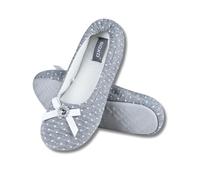 soxo Ballerina Ladies Slippers Women Ballet House Shoes Cute Moccasin Pumps Summer Sliders 4-5 Grey With Diamond