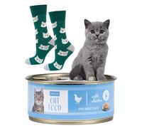 soxo Cat Food Socks Men Funny Women Gifts Mens Cotton Sock Ladies Funky Gift Men's Presents 6.5-10.5 Short-Haired Cat