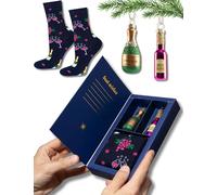 soxo Christmas Glass Baubles Tree Decorations Xmas Home Decoration Funny Ball Gifts Set 2.5-6.5 Champagne Baubles + Socks