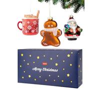 soxo Christmas Glass Baubles Tree Decorations Xmas Home Decoration Funny Ball Gifts Set 3 Pack Christmas Baubles