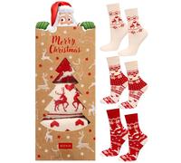 soxo Christmas Ladies Socks Cotton Xmas Gifts Funny Women Presents Funky Gift Box 2.5-6.5 Beige 3 Pairs