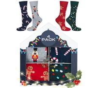 soxo Christmas Mens Socks Ladies Gifts Funny Women Gift Xmas Men Presents Long Sock 4 Pairs 6.5-10.5 4 Pairs Christmas Box 3