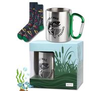 soxo Fishing Gift For Men - Fish Men Socks & Mug - Anglers Present 6.5-10.5 | birthday surprise, crew length, boys fashion, cotton fabric