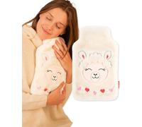 soxo Hot Water Bottle & Cover with Cat & Dog 1,8L | Period & Back Pain Relief, Lama & Fox Theme