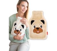 soxo Hot Water Bottle & Cover with Cat & Dog 1,8L | Period & Back Pain Relief, Lama & Fox Theme