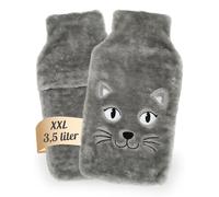 soxo Long Hot Water Bottle with Cover for Period Back Pain Relief Neck XXL Plush Hot-Water Bottles for a Gift 3,5L