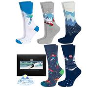 soxo Ski Socks For Men Funny Ladies Gift Ideas Long Womens Warm Winter Sock Men's Funky Gifts 6.5-10.5 Skiing 5 Pairs