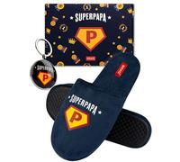 soxo Super Papa Mens Slippers Funny Men Slipper Gift For Father House Shoes Men's Sliders 8.5-10.0 UK Slippers Super Papa + Keychain