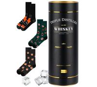 soxo Whiskey Gift Sets For Men - Mens Socks & Glass For Him | Crew Length, Size Range, Birthday Surprise, Cotton Fabric, Funny Design, Whisky Theme