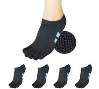 soxsense Cushion No Show Toe Socks For Women Five Finger Socks Low Cut Athletic Running Socks 4 Pairs, Black, M