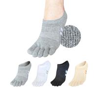 Soxsense Cushioned No-Show Five-Toe Socks for Women, Athletic, 4Color Pairs, 4color, M