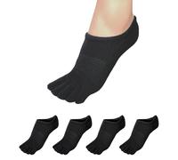 Soxsense No Show Toe Socks Premium Cotton for Women, Align Toes Five Finger Liner Low Cut Thin Socks for Bunion, (4 Pairs), Black, M