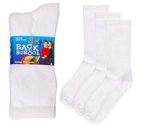 Soxy 12 Pairs Boys/Girls Ankle Cotton Rich Plain School Socks Shoe, UK 12-3 (EU 31-36), White