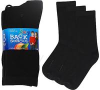 Soxy 12 Pairs Boys/Girls Ankle Cotton Rich Plain School Socks Shoe, UK 9-12 (EU 27-30), Black