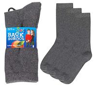 Soxy 12 Pairs Boys/Girls Ankle Cotton Rich Plain School Socks Shoe, UK 9-12 (EU 27-30), Grey