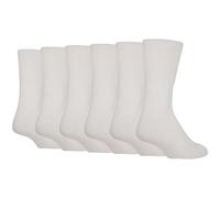 Soxy 6 Pack Unisex Extra Wide Bamboo Diabetic Sock - Loose Top Comfort - Thick Cushioned Foot - Organic Cotton Socks (White, 4-7)