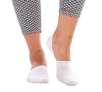 Soxy Bamboo Invisible Socks - 6 Pack Ladies Premium Bamboo No Show Socks - Casual Low Cut Socks for Women with Non Slip Grip Liner Socks - White - UK Size 4-6