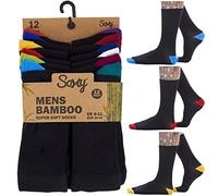 Soxy Bamboo Socks - 12 Pairs - Super Soft Anti Bacterial Breathable - Black - UK Size 9-12