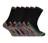 Soxy Bamboo Work Socks - Mens Summer Anti Sweat Breathable Heavy Duty Cotton Socks for Steel Toe Boots - 6 Pack - UK Shoe Size 6-11