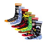 Soxy Gamer Socks - 7 Pack - Days of the Week Socks - Gaming Novelty Design - Cotton Rich - Kids' Size UK 12-3 (EU 30-35)