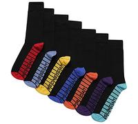 Soxy Mens Days of the Week Socks - 7 Pack - Cotton Rich Colour Sole, Heel & Toe Socks - Black-Multi Colour - UK Shoe Size 6-11